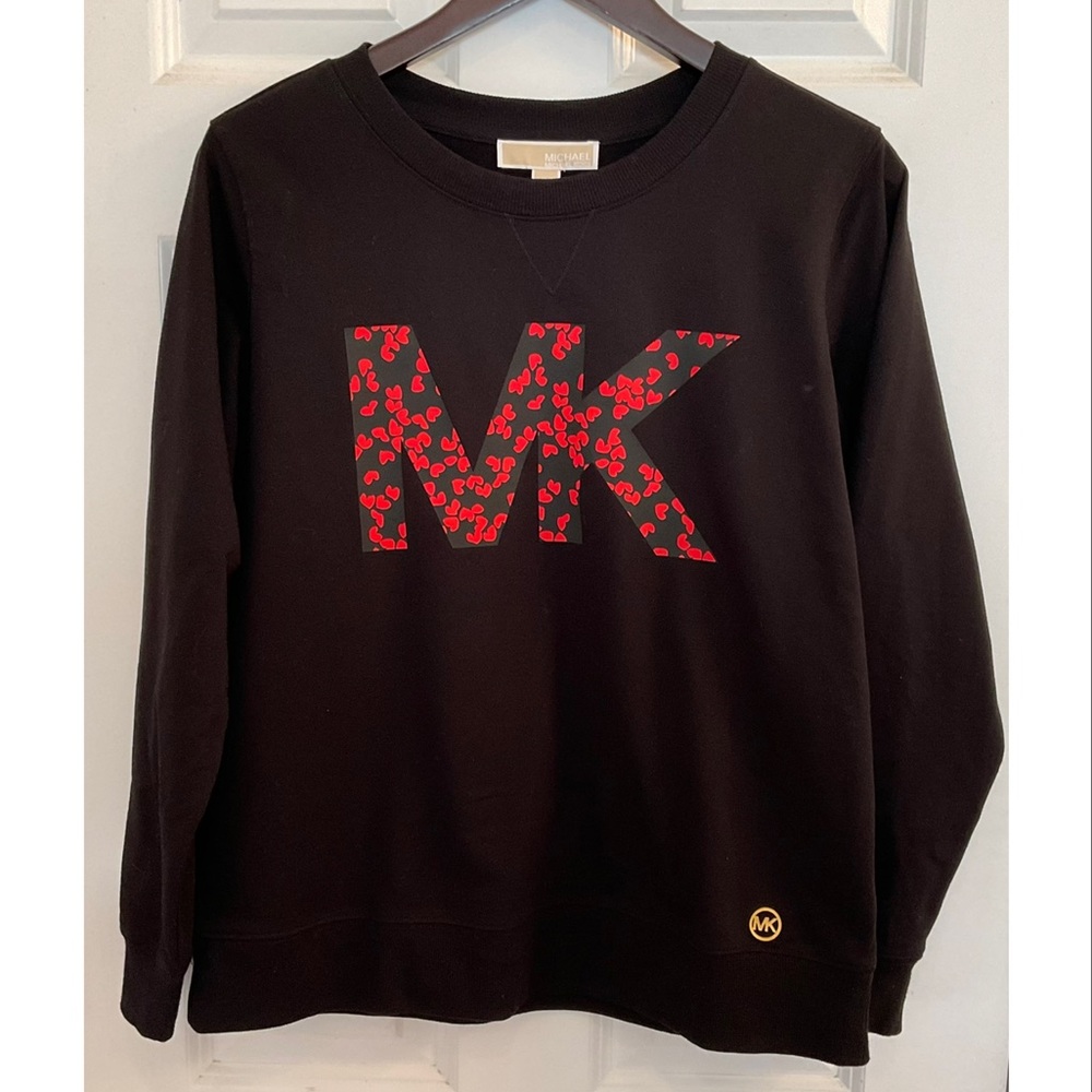 MICHAEL Michael Kors Crewneck Pullover - NWT - Size Medium Black with Heart Logo